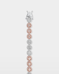 Two-Tone Circle Cluster Diamond Link Bracelet