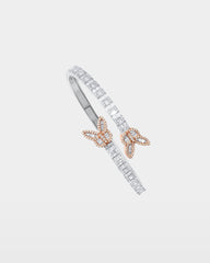 Two-Tone Double Butterly Diamond Bangle