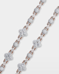 Two Tone Clover & Ball Diamond Link Chain