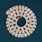 11MM Moissanite Clustered Baguette Tennis Chain 14K Gold