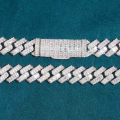 13MM Baguette Diamond Iced Out Cuban Link Chain 14K Gold