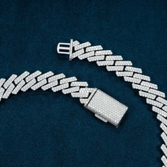 2-Row 15MM Moissanite Cuban Link Chain 14K Gold