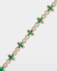 Emerald Clover & Infinity Diamond Link Bracelet