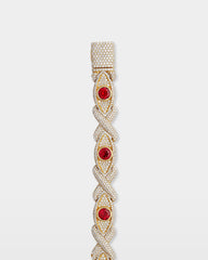 Red Ruby Eye & Infinity Diamond Bracelet