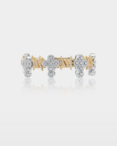 Two-Tone Barbed Wire & Diamond Cross Link Bracelet