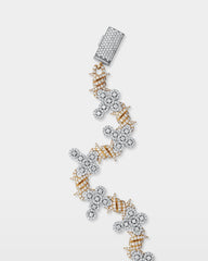 Two-Tone Barbed Wire & Diamond Cross Link Bracelet