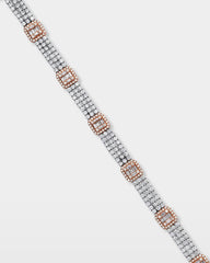 Two-Tone Diamond Halo Link Bracelet