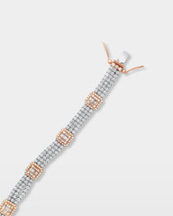 Two-Tone Diamond Halo Link Bracelet