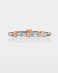 Two-Tone Diamond Halo Link Bracelet
