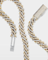 Two Tone Double Row Diamond Cuban Link Chain