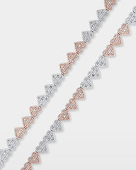 Two Tone Heart Diamond Tennis Necklace