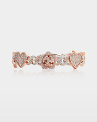 Two Tone Heart, Rose & Butterfly Diamond Bracelet
