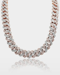 Two Tone Trapezoid Diamond Cuban Link Chain
