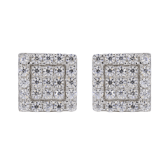 Square In-Step Iced VVS Moissanite Daimond Earrings
