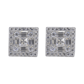 Square Multi Stone Iced VVS Moissanite Daimond Earrings