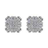 Baguette Encrusted Square VVS Moissanite Daimond Earrings