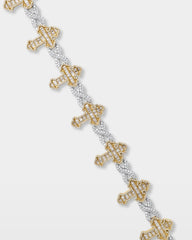Two-Tone Infinity & Cross Diamond Bracelet