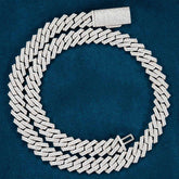 2-Row 12MM Moissanite Prong Cuban Link Chain 14K Gold