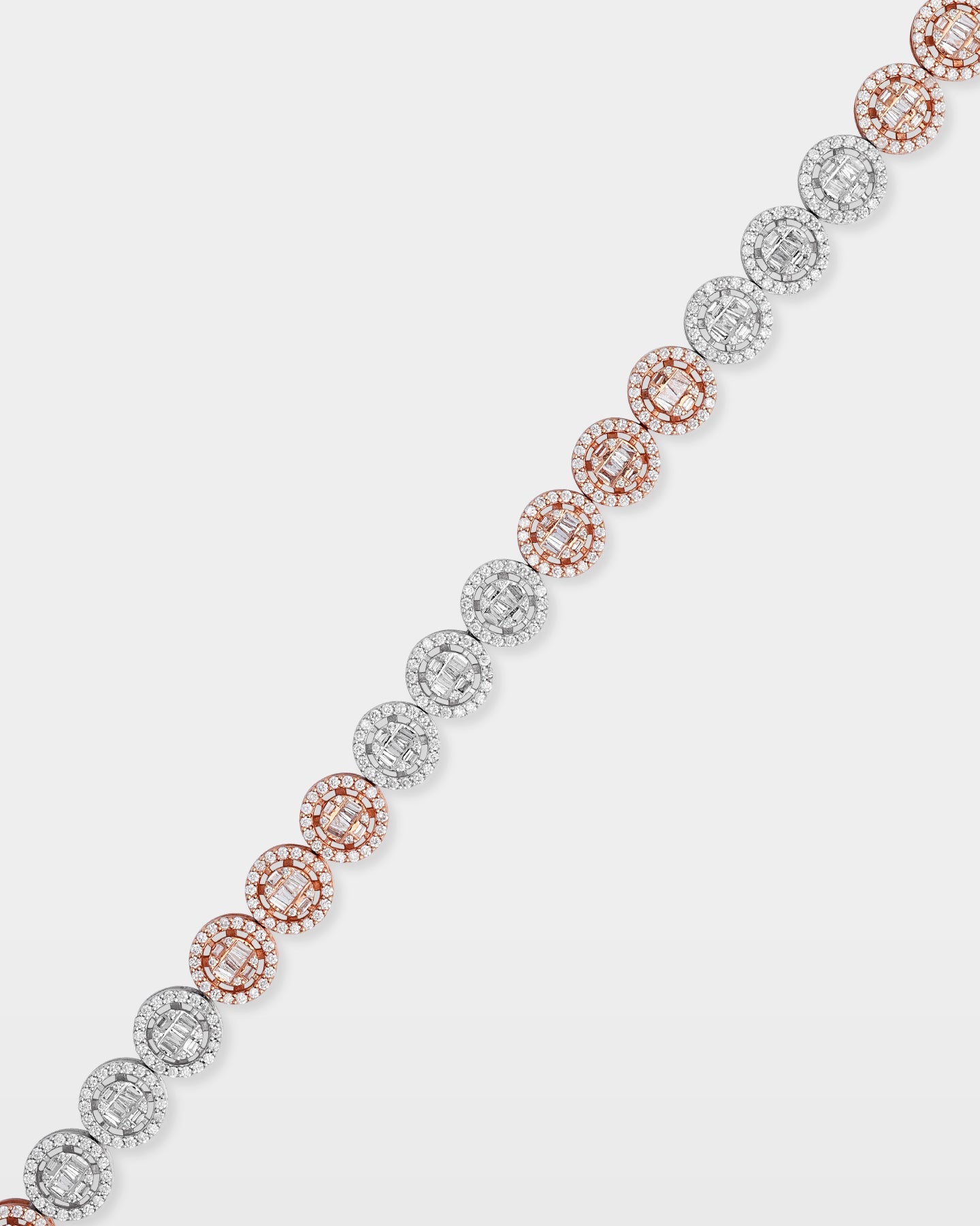 Two-Tone Circle Cluster Diamond Link Bracelet