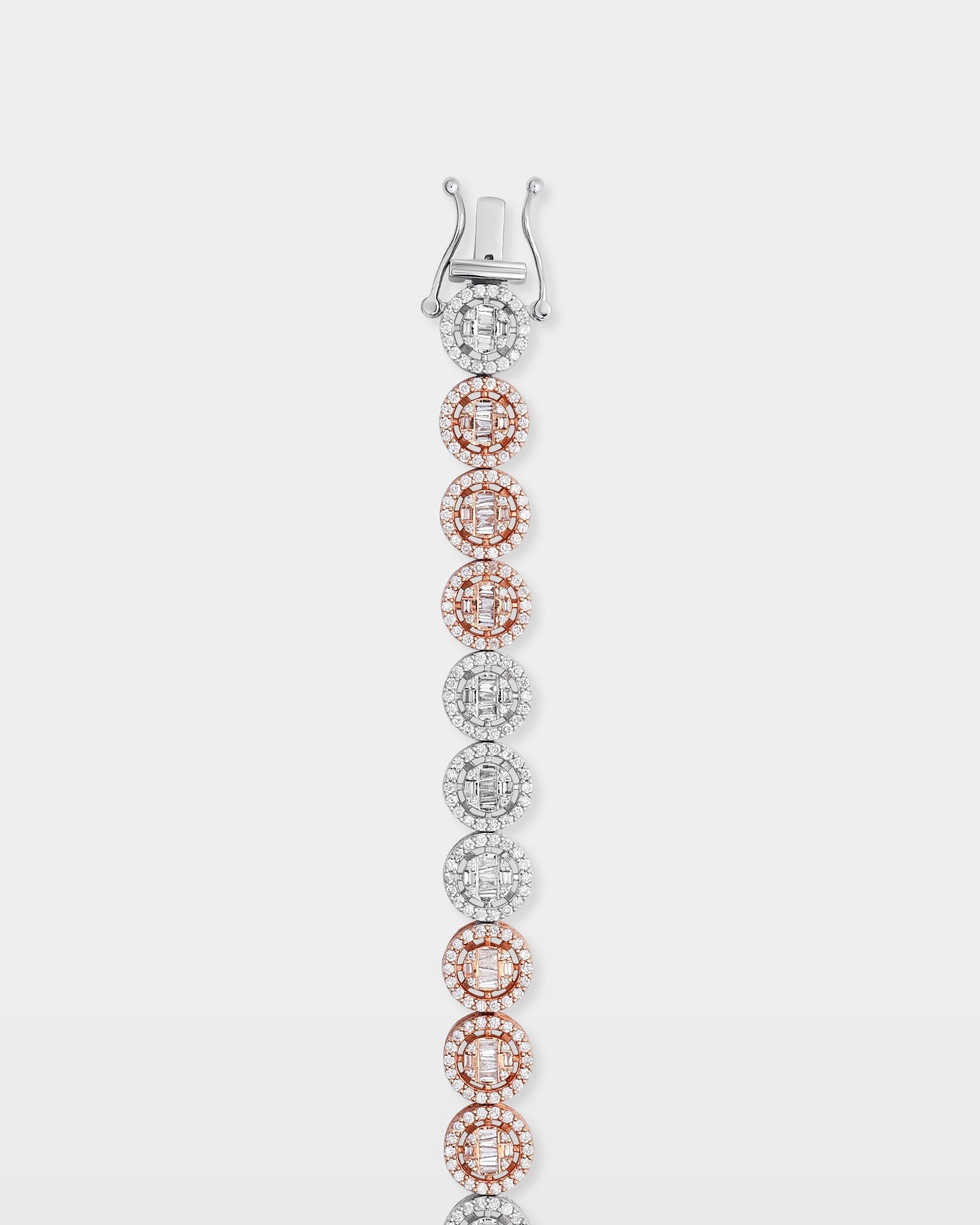 Two-Tone Circle Cluster Diamond Link Bracelet