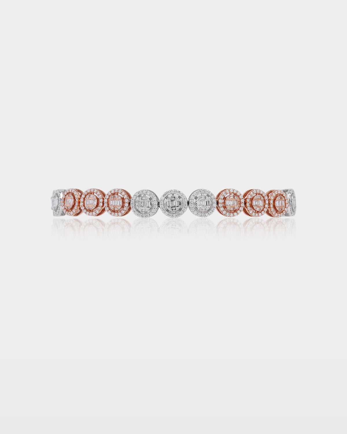 Two-Tone Circle Cluster Diamond Link Bracelet