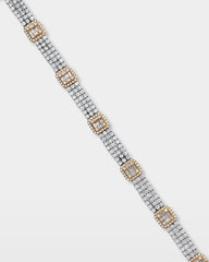 Two-Tone Diamond Halo Link Bracelet