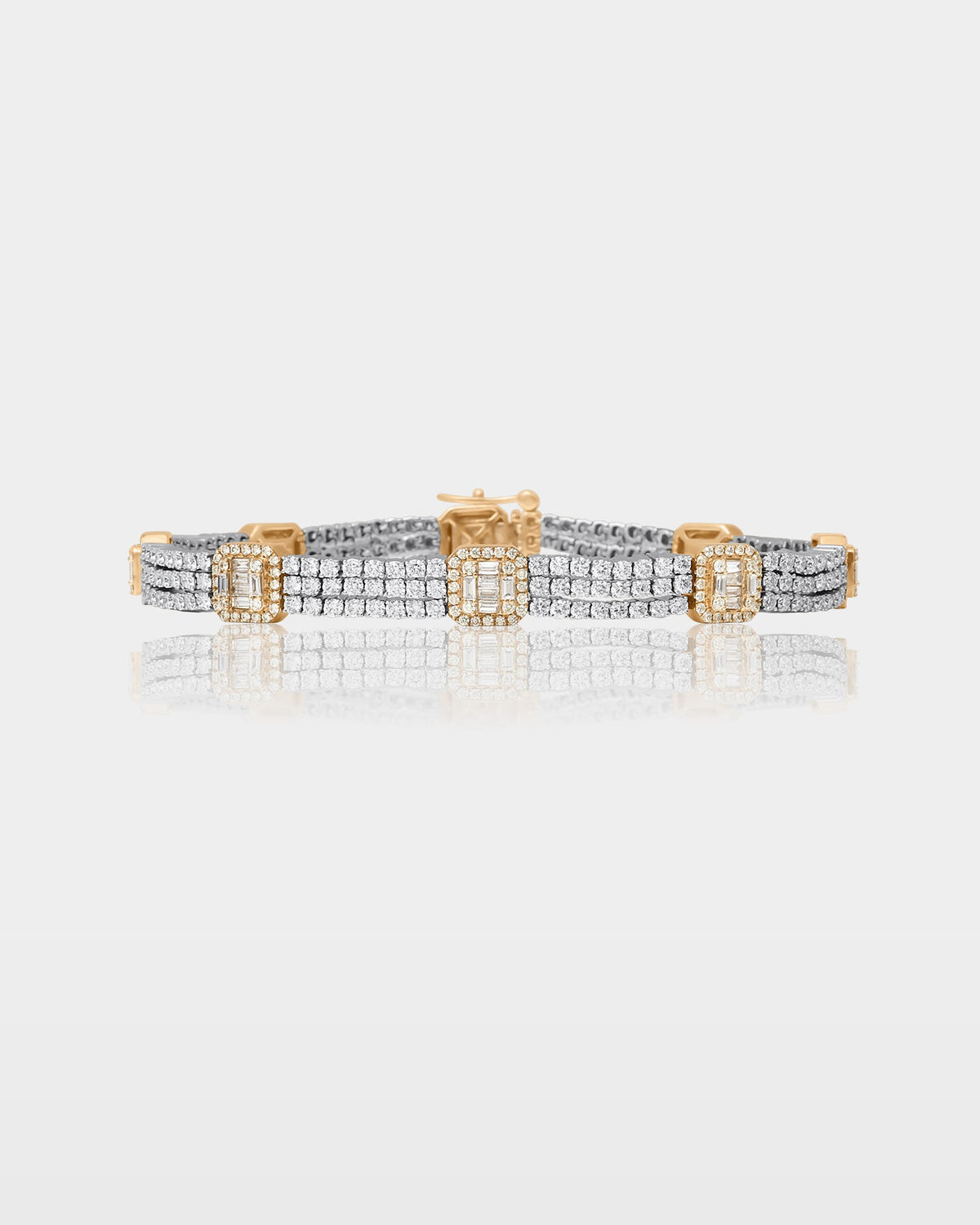 Two-Tone Diamond Halo Link Bracelet