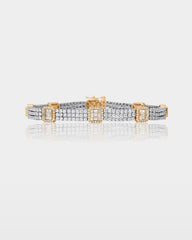 Two-Tone Diamond Halo Link Bracelet