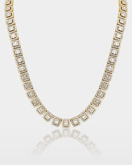 Square Halo Baguette Diamond Tennis Necklace
