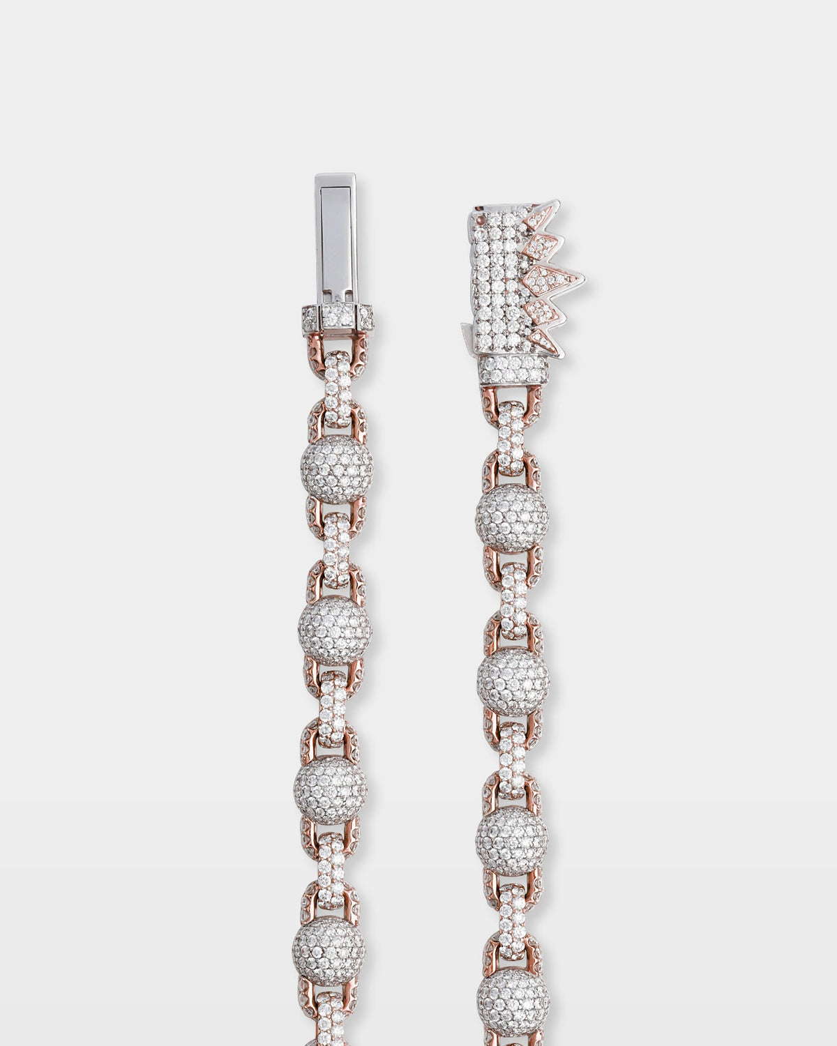 Two Tone Clover & Ball Diamond Link Chain