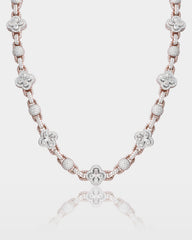 Two Tone Clover & Ball Diamond Link Chain