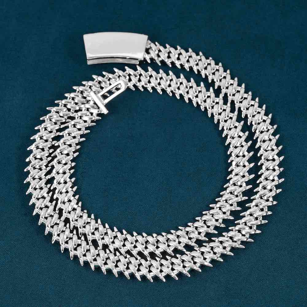 10MM Spiked Moissanite Cuban Link Chain 14K Gold