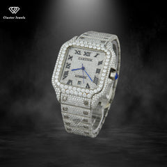 Moissanite Diamond Watch For Men Fully Iced Out Bust Down Stainless Steel Watch