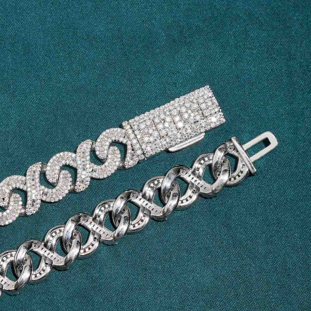 12MM Iced Out Baguette Infinity Link Chain 14K Gold