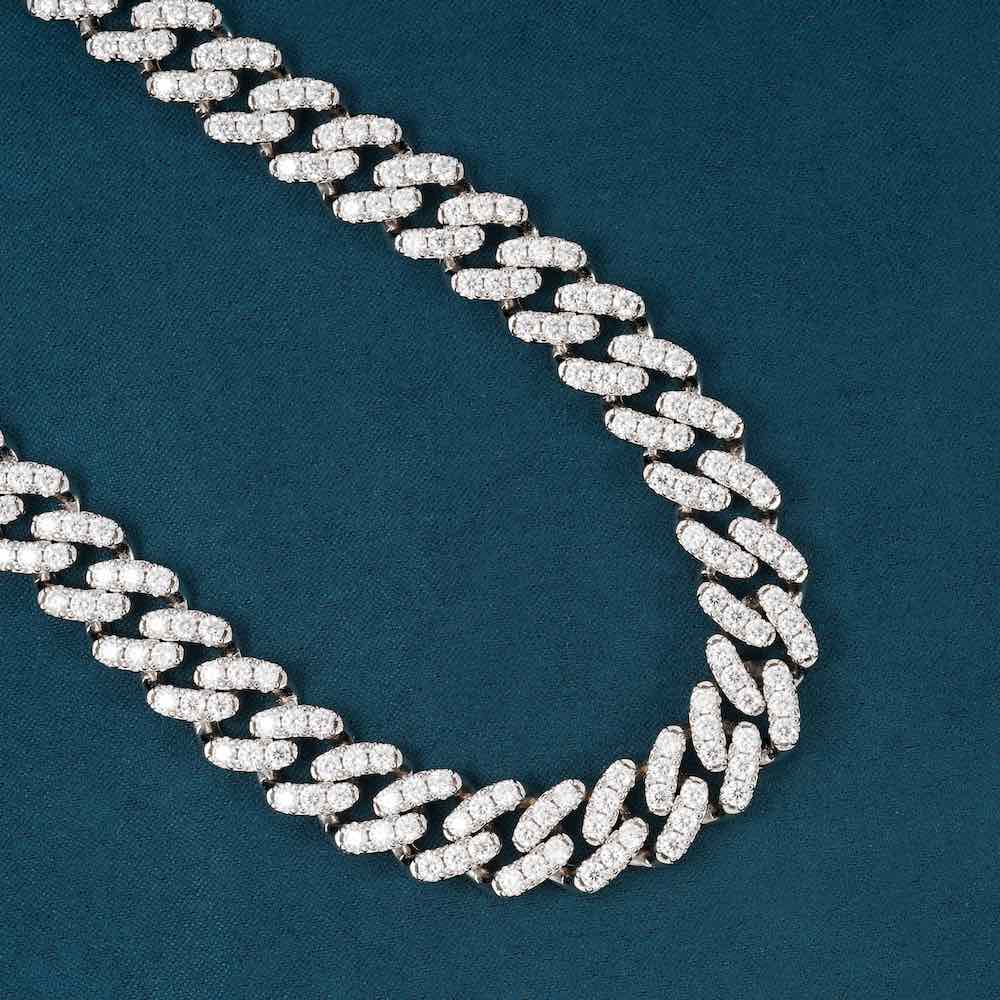 12MM Moissanite Prong Miami Cuban Link Chain 14K Gold