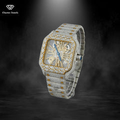 Moissanite Watch For Men Hip Hop Iced Out Watch Sapphire Crystal Glass