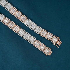 13MM Moissanite Clustered Baguette Tennis Chain 14K Gold