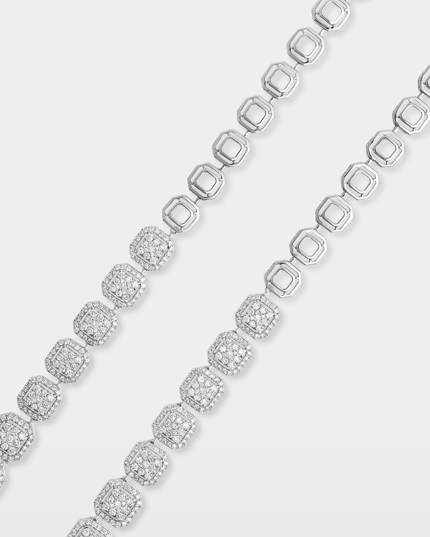 Square Cluster Half Diamond Link Chain