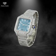 New Sale Moissanite Diamond Watch For Men Fully Iced Out Bust Down Stainless Steel Watch