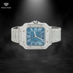 New Sale Moissanite Diamond Watch For Men Fully Iced Out Bust Down Stainless Steel Watch