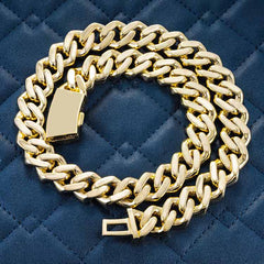 18MM Moissanite Miami Cuban Link Chain 14K Gold