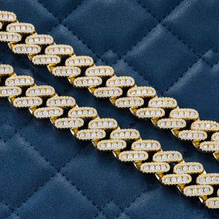 18MM Moissanite Miami Cuban Link Chain 14K Gold