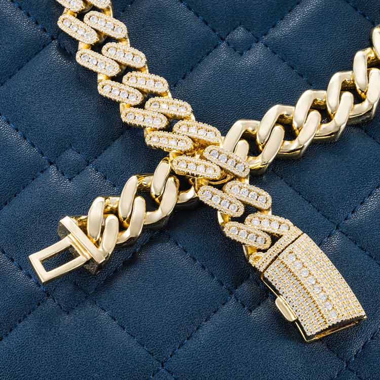 18MM Moissanite Miami Cuban Link Chain 14K Gold