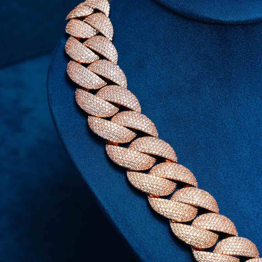 22MM Moissanite 6-Row Miami Cuban Link Chain 14K Gold