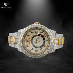 Two Tone Round Cut Moissanite Diamond Iced Out Watch