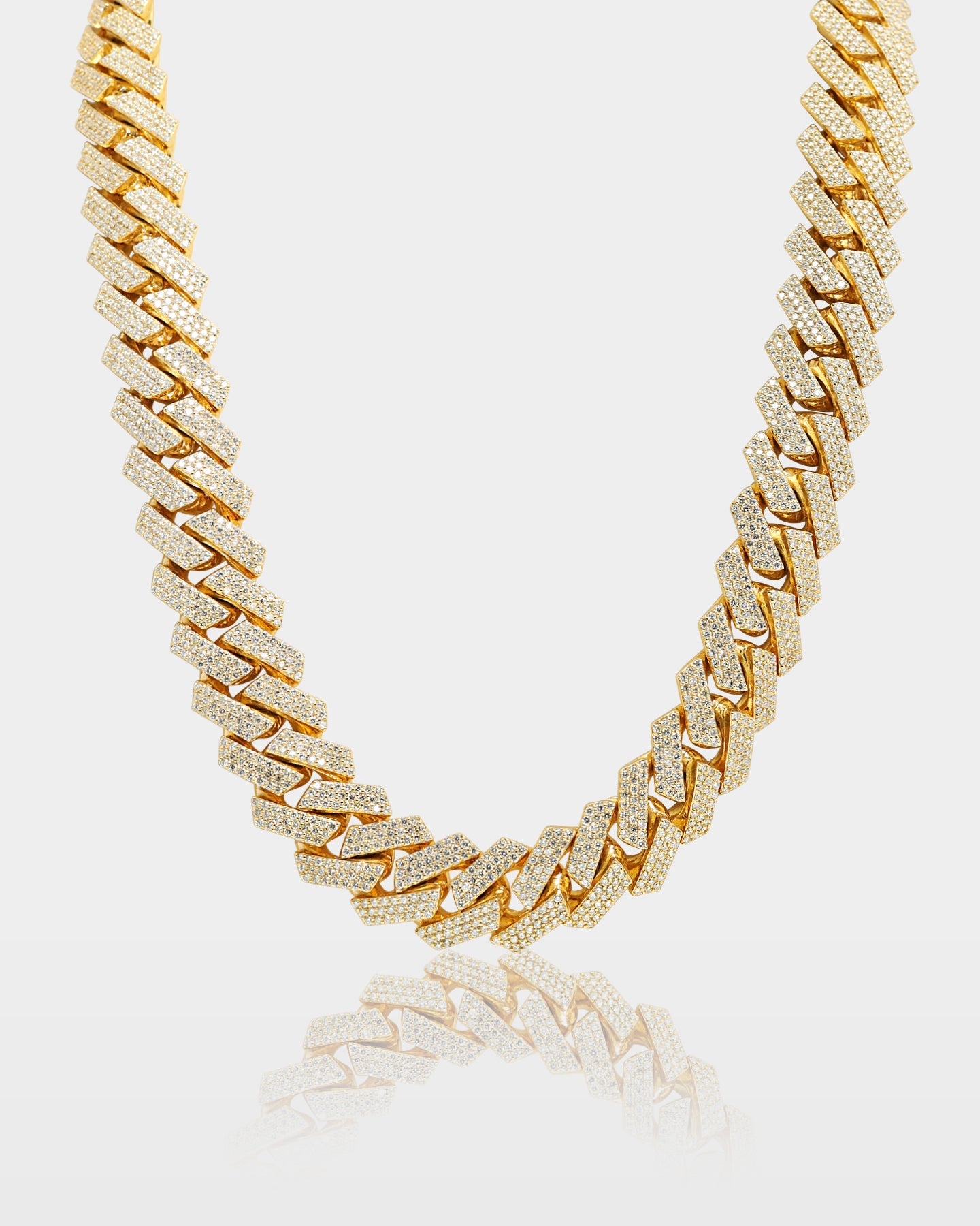 Three Row Diamond Cuban Link Chain