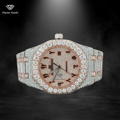 Moissanite Watch Automatic Iced Out Bust Down Sapphire Crystal Glass Watch