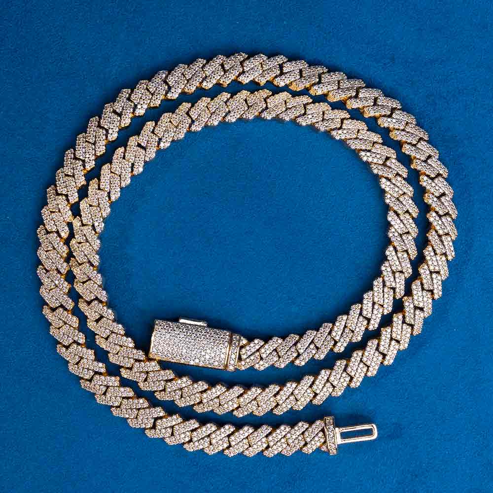 8MM Moissanite Prong Cuban Link Chain 14K Gold