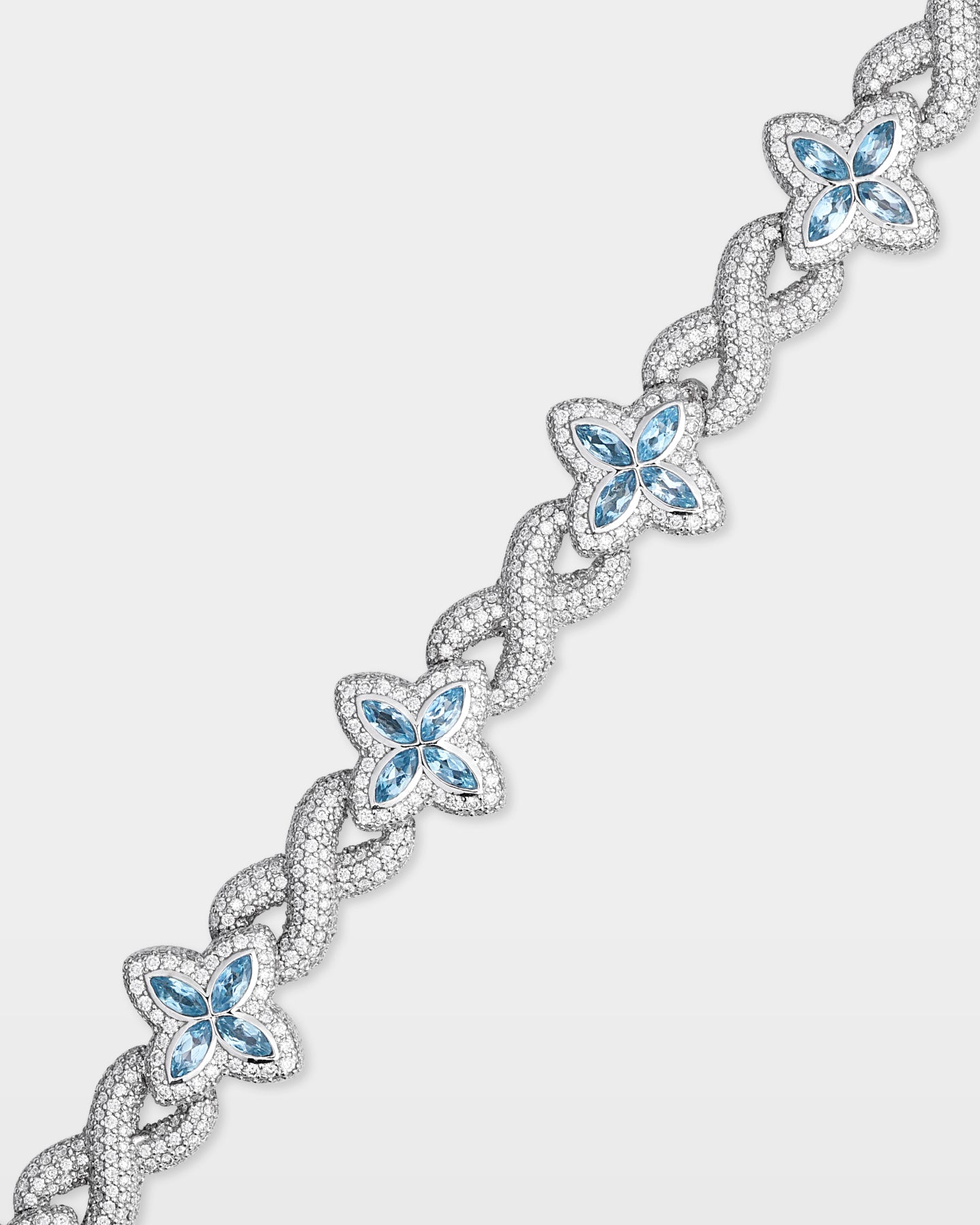 Aquamarine Clover & Infinity Diamond Link Bracelet