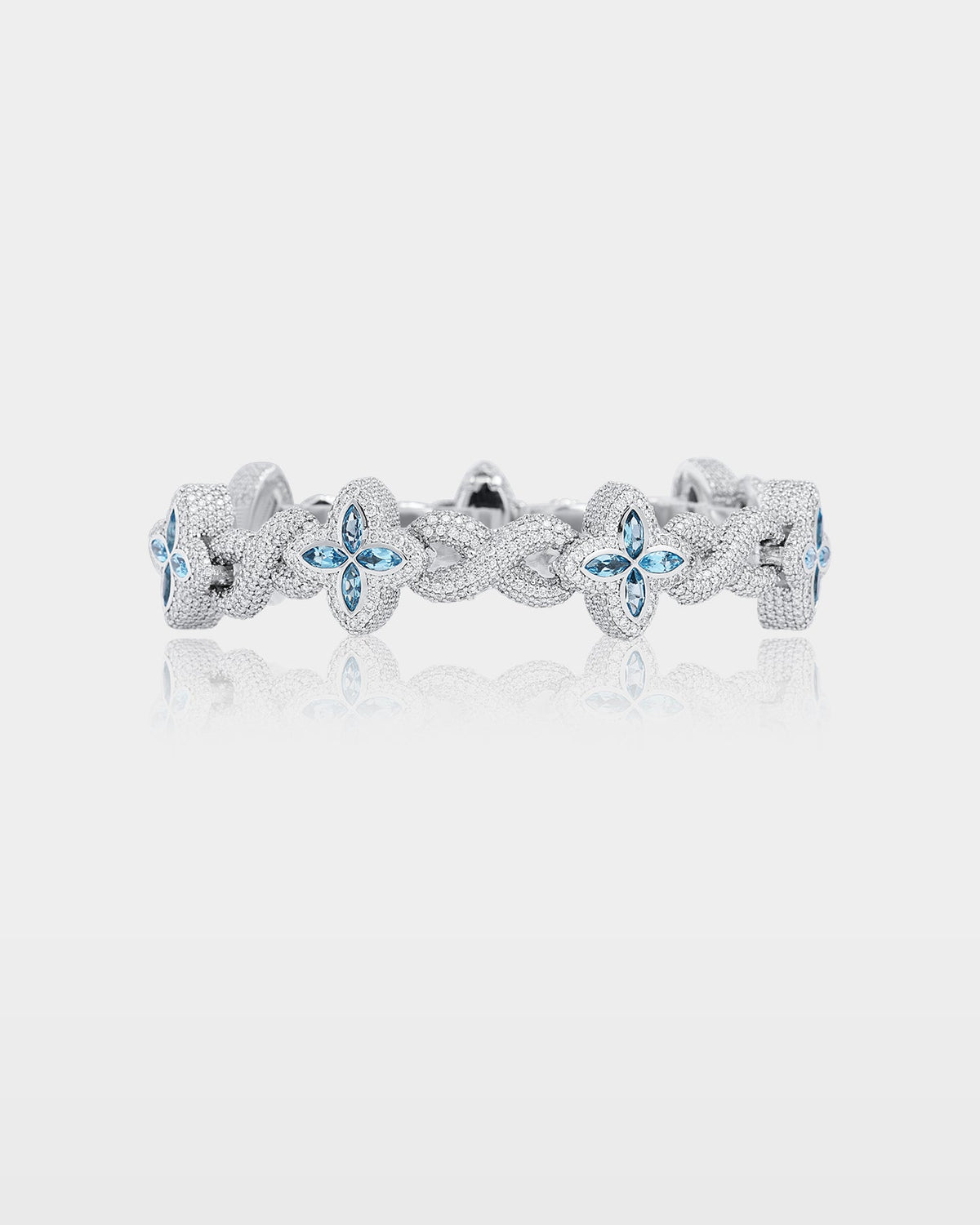 Aquamarine Clover & Infinity Diamond Link Bracelet